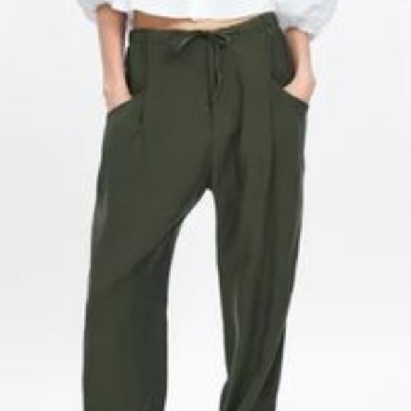 Zara Green Trouser Pants.  SZ M - Picture 2 of 6